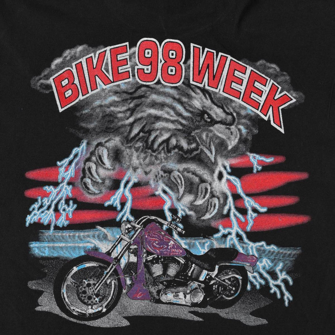 Hanes BEEFY-T Eagle Pattern Bike Week Motorcycle T-Shirt, Men's XL (approx.) cotton black type Vintage Second Hand
