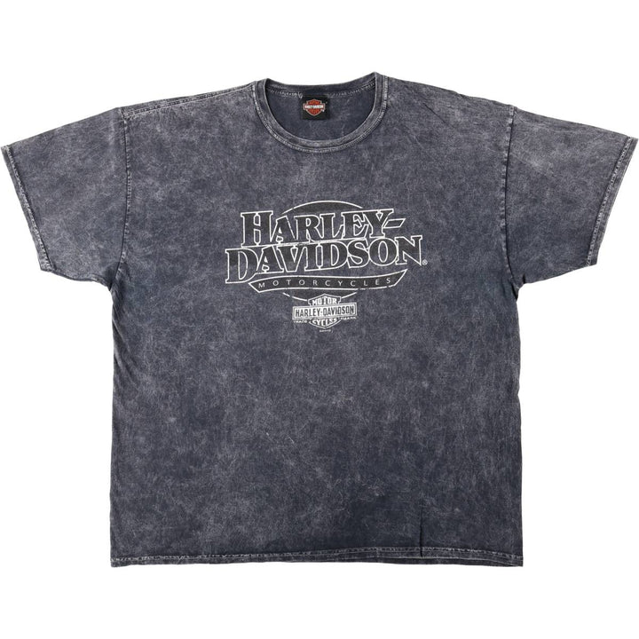 Harley-Davidson Fire Pattern Eagle Design Motorcycle T-Shirt, Men's XXL (approx.) cotton Charcoal Vintage Second Hand