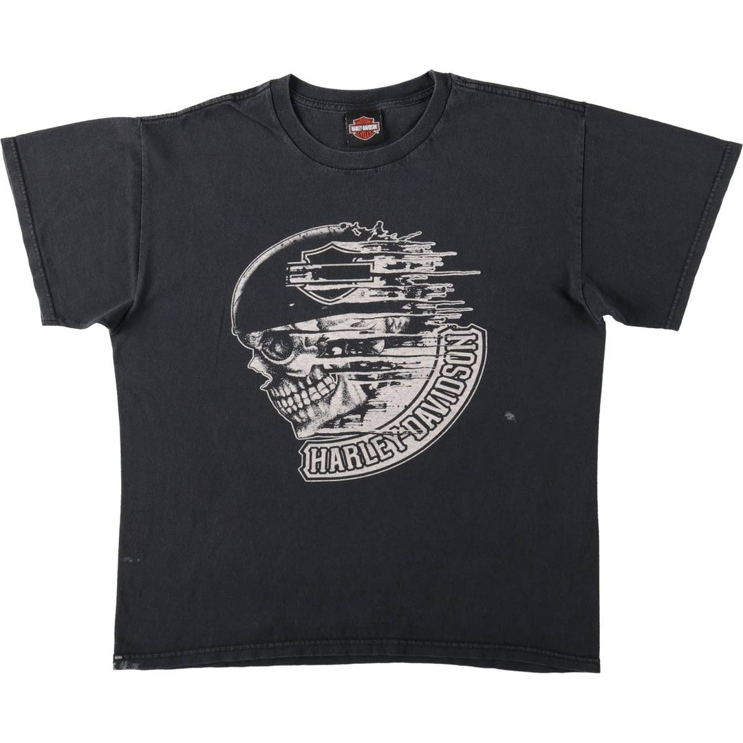 Harley-Davidson Skull Pattern Motorcycle Bike T-shirt Men's L size cotton black type Vintage Second Hand