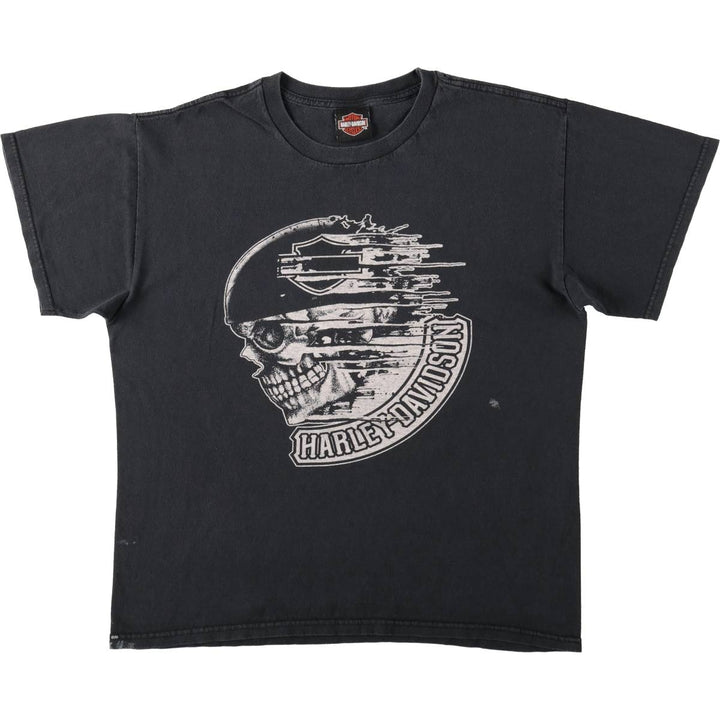 Harley-Davidson Skull Pattern Motorcycle Bike T-shirt Men's L size cotton black type Vintage Second Hand