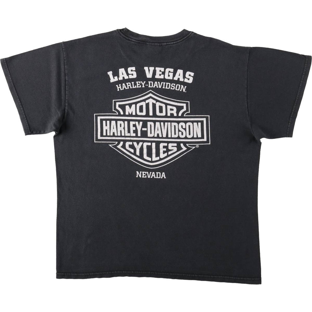 Harley-Davidson Skull Pattern Motorcycle Bike T-shirt Men's L size cotton black type Vintage Second Hand