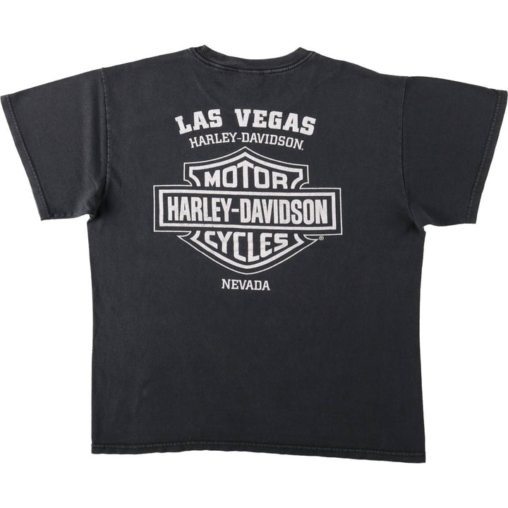 Harley-Davidson Skull Pattern Motorcycle Bike T-shirt Men's L size cotton black type Vintage Second Hand