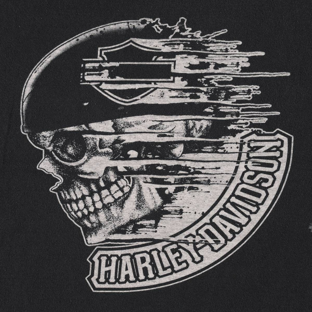 Harley-Davidson Skull Pattern Motorcycle Bike T-shirt Men's L size cotton black type Vintage Second Hand