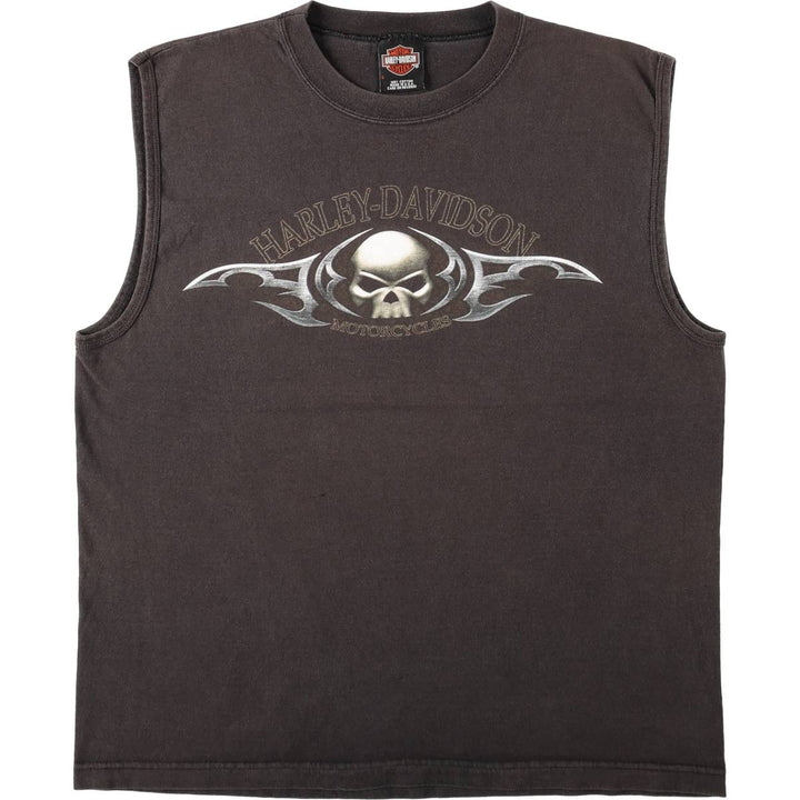 2000'S Harley-Davidson Skull Pattern Tank Top Motorcycle Bike T-Shirt Made in USA Men's Size L (approx.) cotton black type Vintage Second Hand
