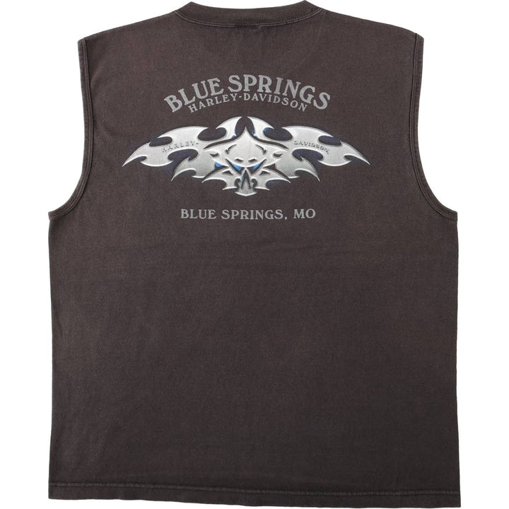 2000'S Harley-Davidson Skull Pattern Tank Top Motorcycle Bike T-Shirt Made in USA Men's Size L (approx.) cotton black type Vintage Second Hand