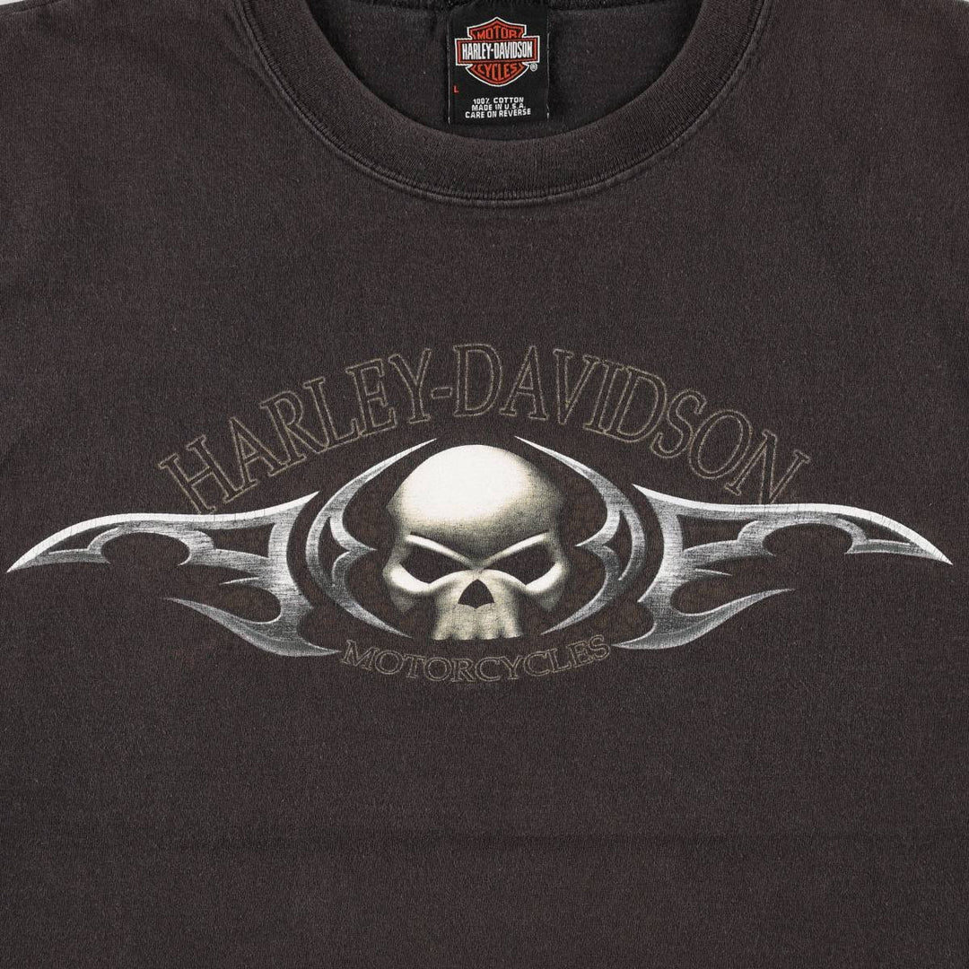 2000'S Harley-Davidson Skull Pattern Tank Top Motorcycle Bike T-Shirt Made in USA Men's Size L (approx.) cotton black type Vintage Second Hand