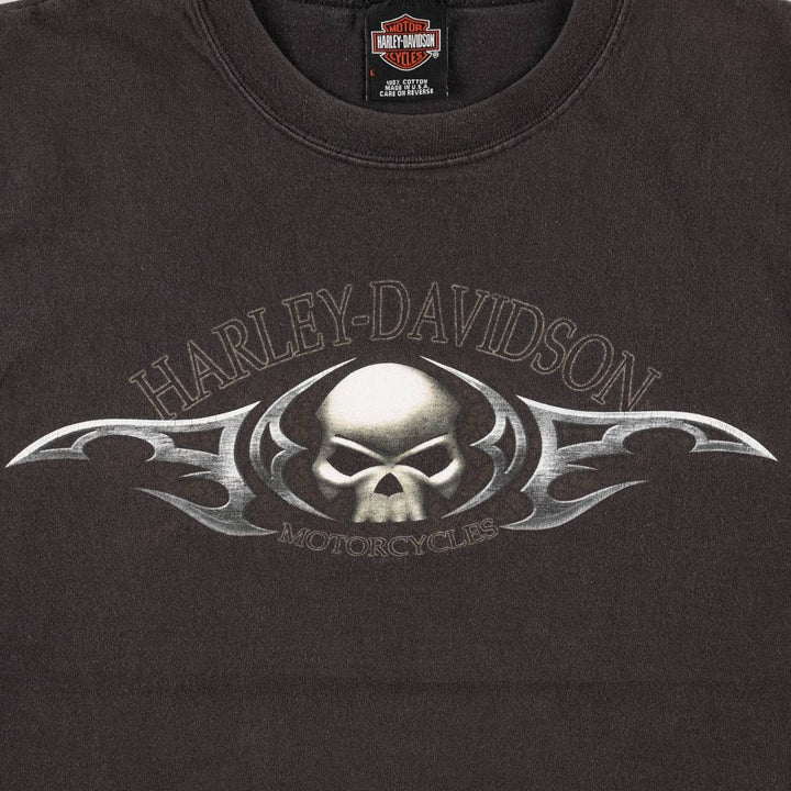 2000'S Harley-Davidson Skull Pattern Tank Top Motorcycle Bike T-Shirt Made in USA Men's Size L (approx.) cotton black type Vintage Second Hand