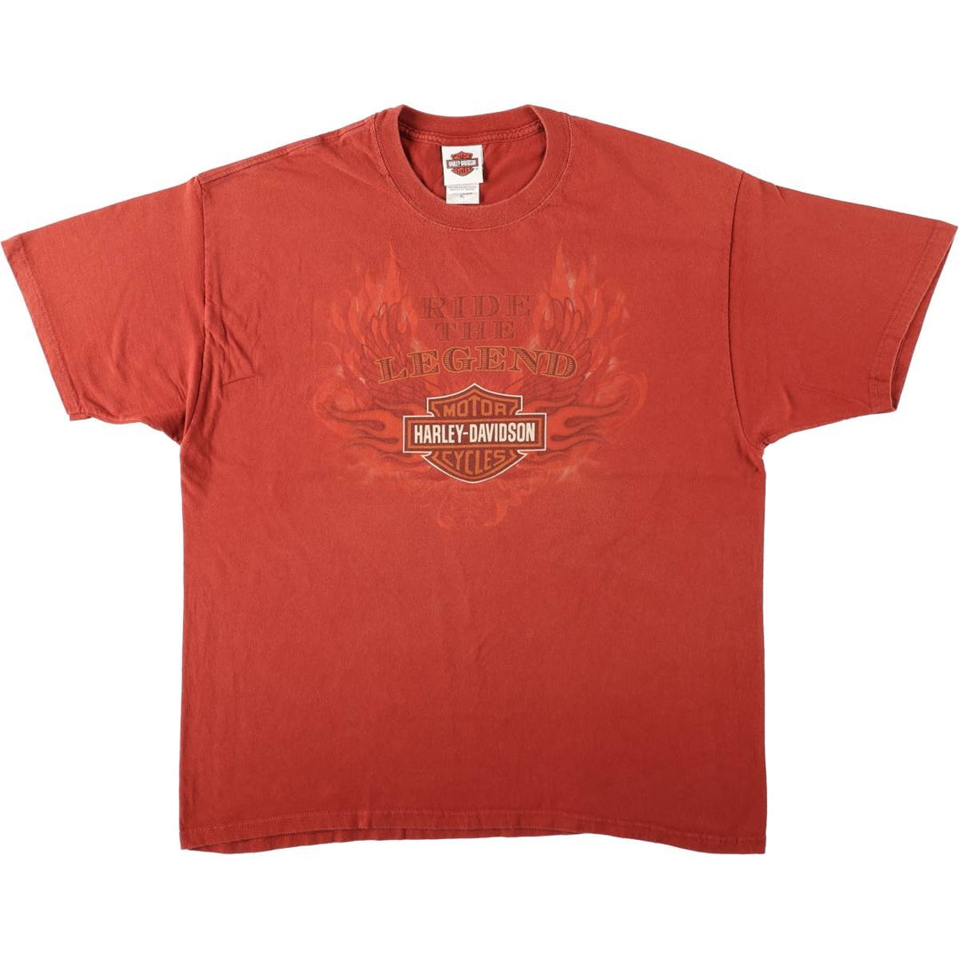 Harley-Davidson Fire Pattern Motorcycle Bike T-Shirt Made in USA Men's XL cotton red type Vintage Second Hand