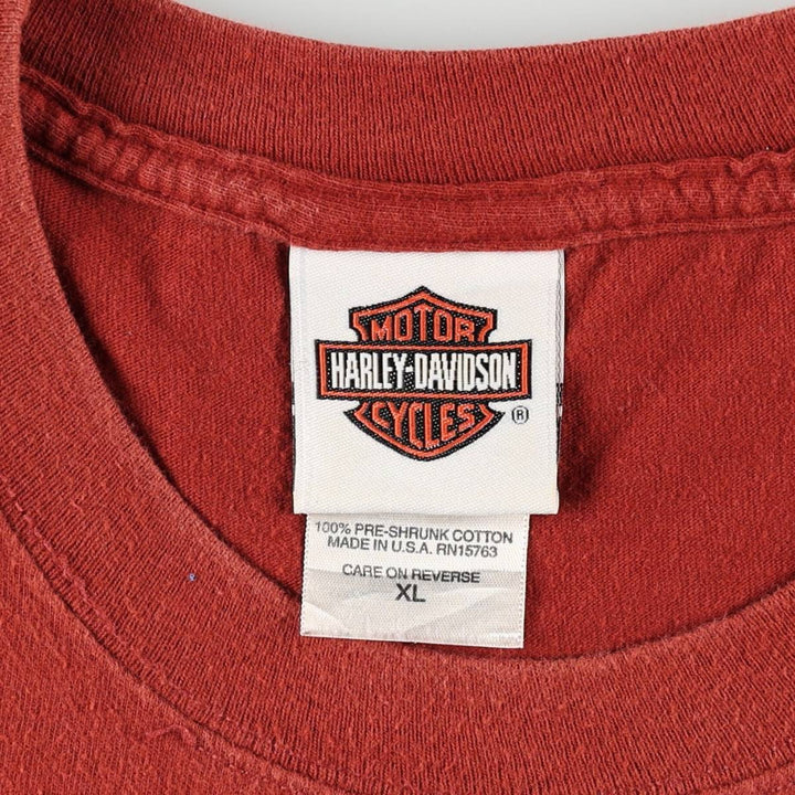 Harley-Davidson Fire Pattern Motorcycle Bike T-Shirt Made in USA Men's XL cotton red type Vintage Second Hand