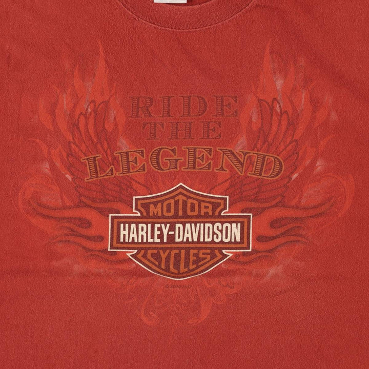 Harley-Davidson Fire Pattern Motorcycle Bike T-Shirt Made in USA Men's XL cotton red type Vintage Second Hand