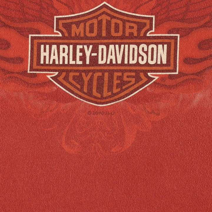 Harley-Davidson Fire Pattern Motorcycle Bike T-Shirt Made in USA Men's XL cotton red type Vintage Second Hand