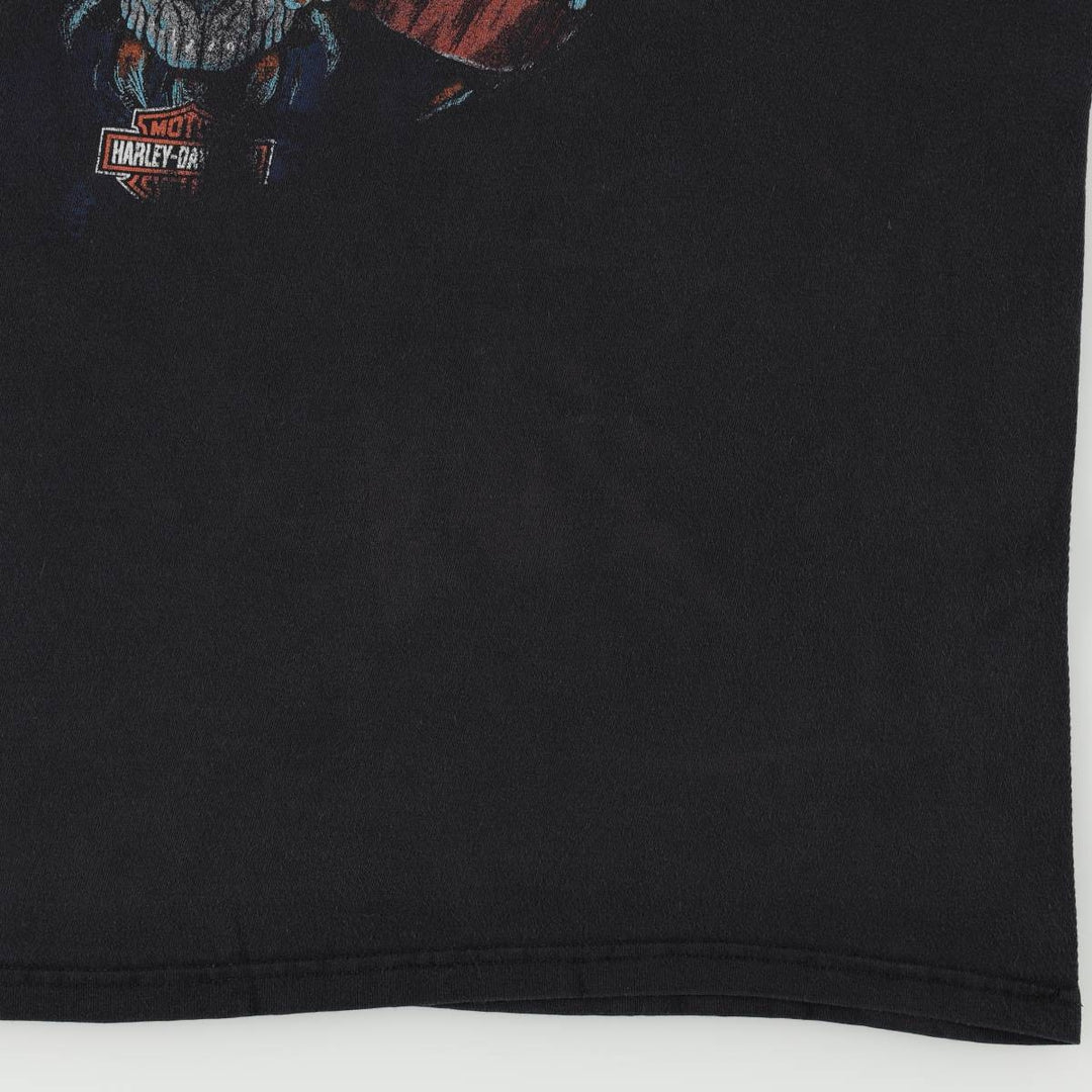 Harley-Davidson Skull Pattern Eagle Pattern Motorcycle Bike T-shirt Men's L size cotton black type Vintage Second Hand
