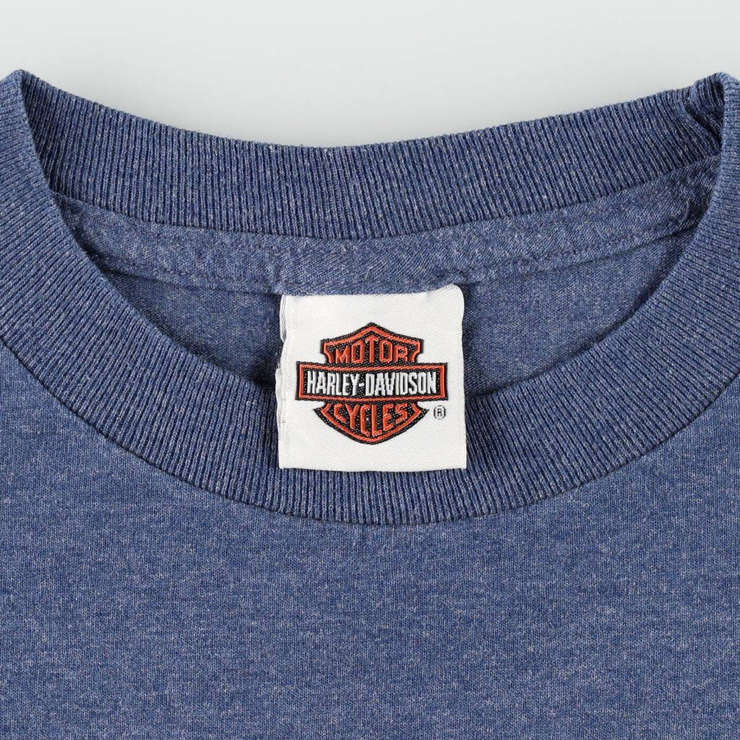 Harley-Davidson Fire Pattern Motorcycle Bike T-Shirt, Men's Medium cotton blue type Vintage Second Hand
