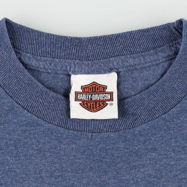 Harley-Davidson Fire Pattern Motorcycle Bike T-Shirt, Men's Medium cotton blue type Vintage Second Hand