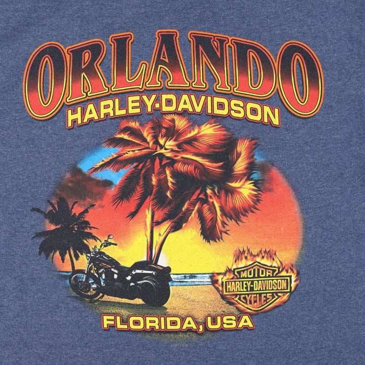 Harley-Davidson Fire Pattern Motorcycle Bike T-Shirt, Men's Medium cotton blue type Vintage Second Hand