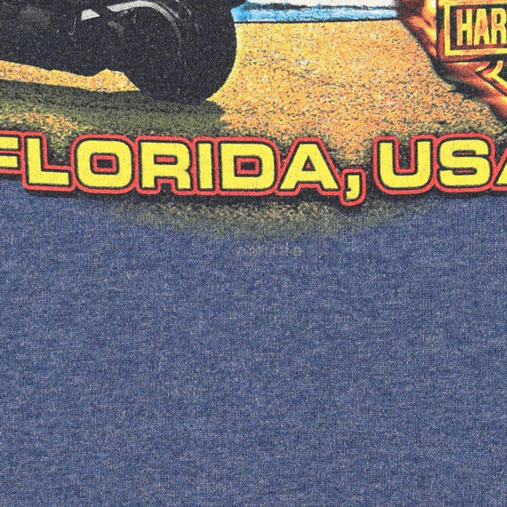 Harley-Davidson Fire Pattern Motorcycle Bike T-Shirt, Men's Medium cotton blue type Vintage Second Hand
