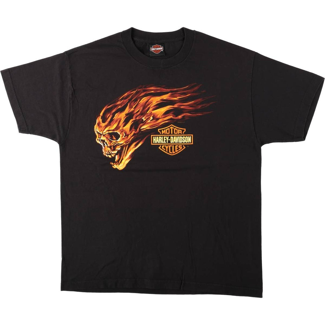 Harley-Davidson Fire Pattern Motorcycle Bike T-Shirt, Men's Medium unclear black type Vintage Second Hand