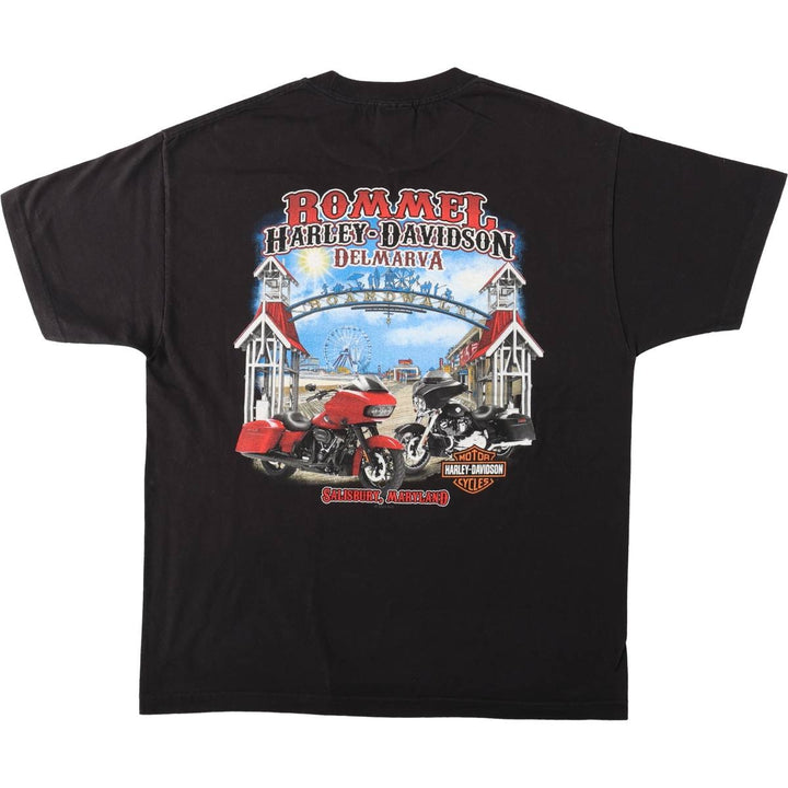 Harley-Davidson Fire Pattern Motorcycle Bike T-Shirt, Men's Medium unclear black type Vintage Second Hand