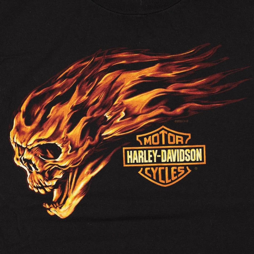 Harley-Davidson Fire Pattern Motorcycle Bike T-Shirt, Men's Medium unclear black type Vintage Second Hand