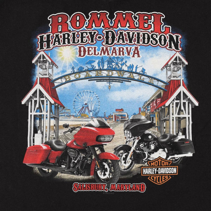 Harley-Davidson Fire Pattern Motorcycle Bike T-Shirt, Men's Medium unclear black type Vintage Second Hand