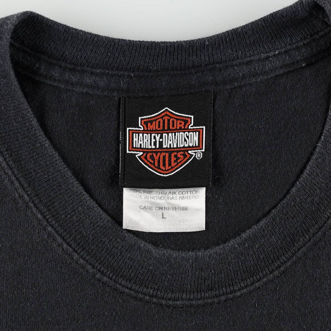 Harley-Davidson Fire Pattern Motorcycle Bike T-Shirt, Men's Size L cotton black type Vintage Second Hand