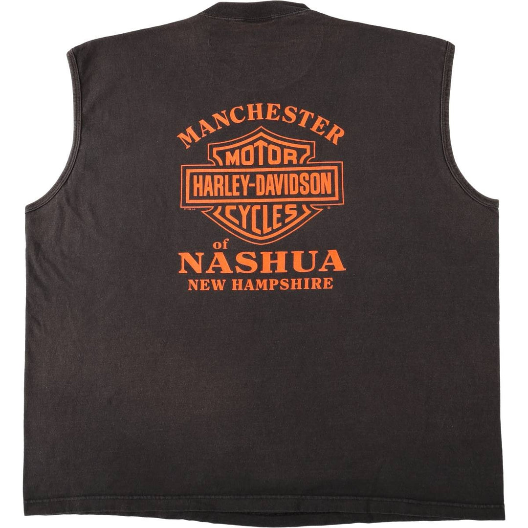 Big Size Harley-Davidson Fire Pattern Tank Top Motorcycle Bike T-Shirt Made in USA Men's XXL Equivalent cotton black type Vintage Second Hand