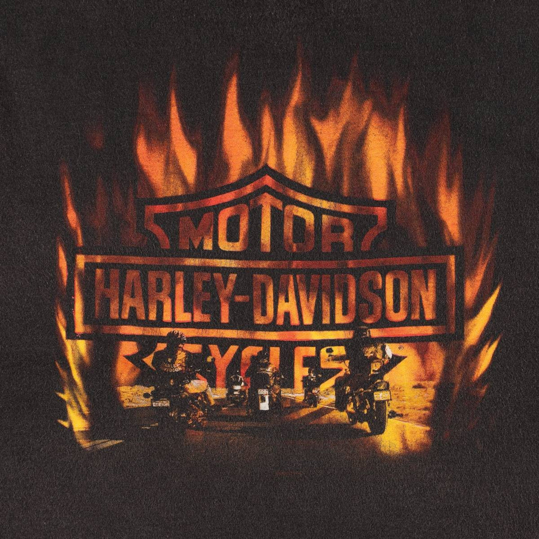 Big Size Harley-Davidson Fire Pattern Tank Top Motorcycle Bike T-Shirt Made in USA Men's XXL Equivalent cotton black type Vintage Second Hand