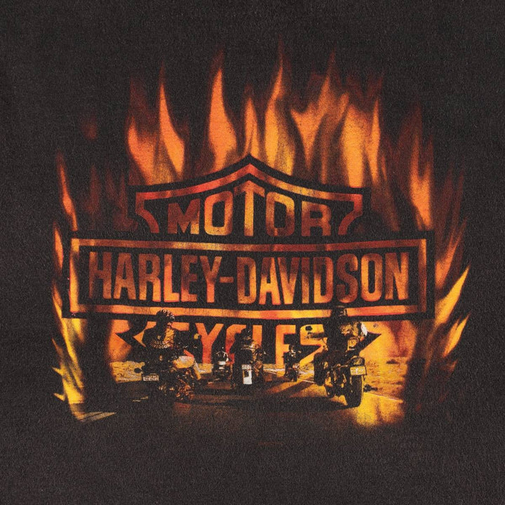 Big Size Harley-Davidson Fire Pattern Tank Top Motorcycle Bike T-Shirt Made in USA Men's XXL Equivalent cotton black type Vintage Second Hand
