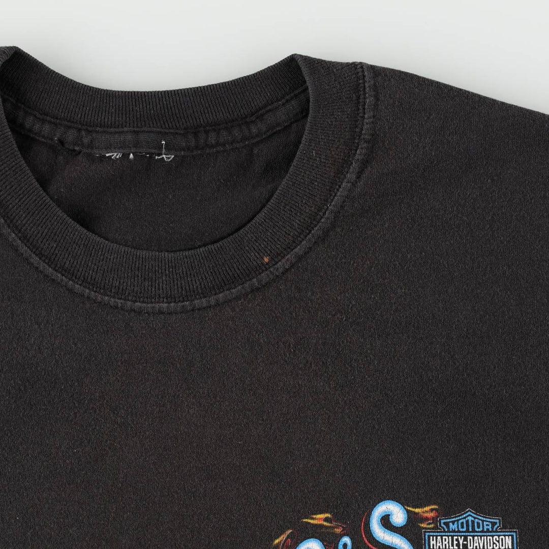00'S Harley-Davidson Motorcycle Bike T-shirt Men's L size unclear black type Vintage Second Hand