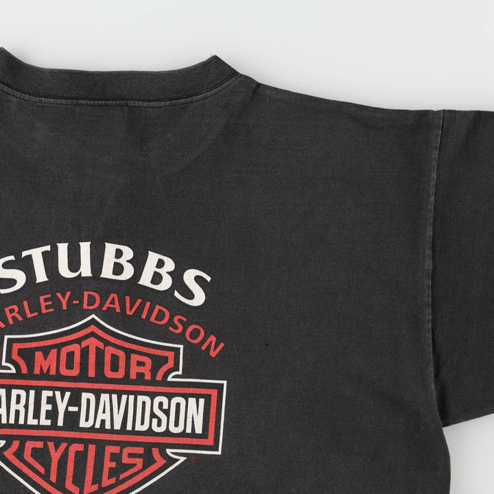 00'S Harley Davidson Fire Pattern Henley Neck Motorcycle Bike T-Shirt Made in USA Men's XL cotton black type Vintage Second Hand