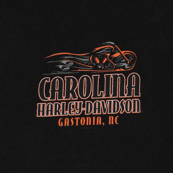 00'S Harley-Davidson Fire Pattern Motorcycle Bike T-Shirt Made in USA Men's L size cotton black type Vintage Second Hand