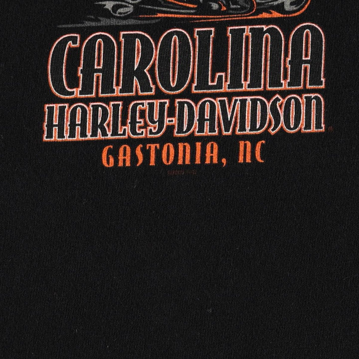 00'S Harley-Davidson Fire Pattern Motorcycle Bike T-Shirt Made in USA Men's L size cotton black type Vintage Second Hand