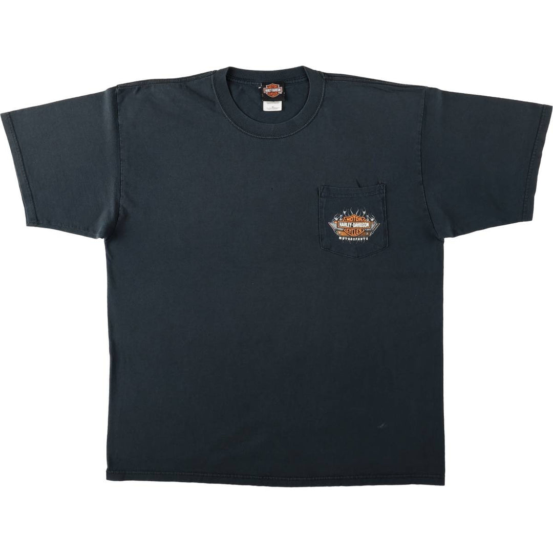 00'S Harley-Davidson Motorcycle Bike T-shirt Men's XL size cotton black type Vintage Second Hand