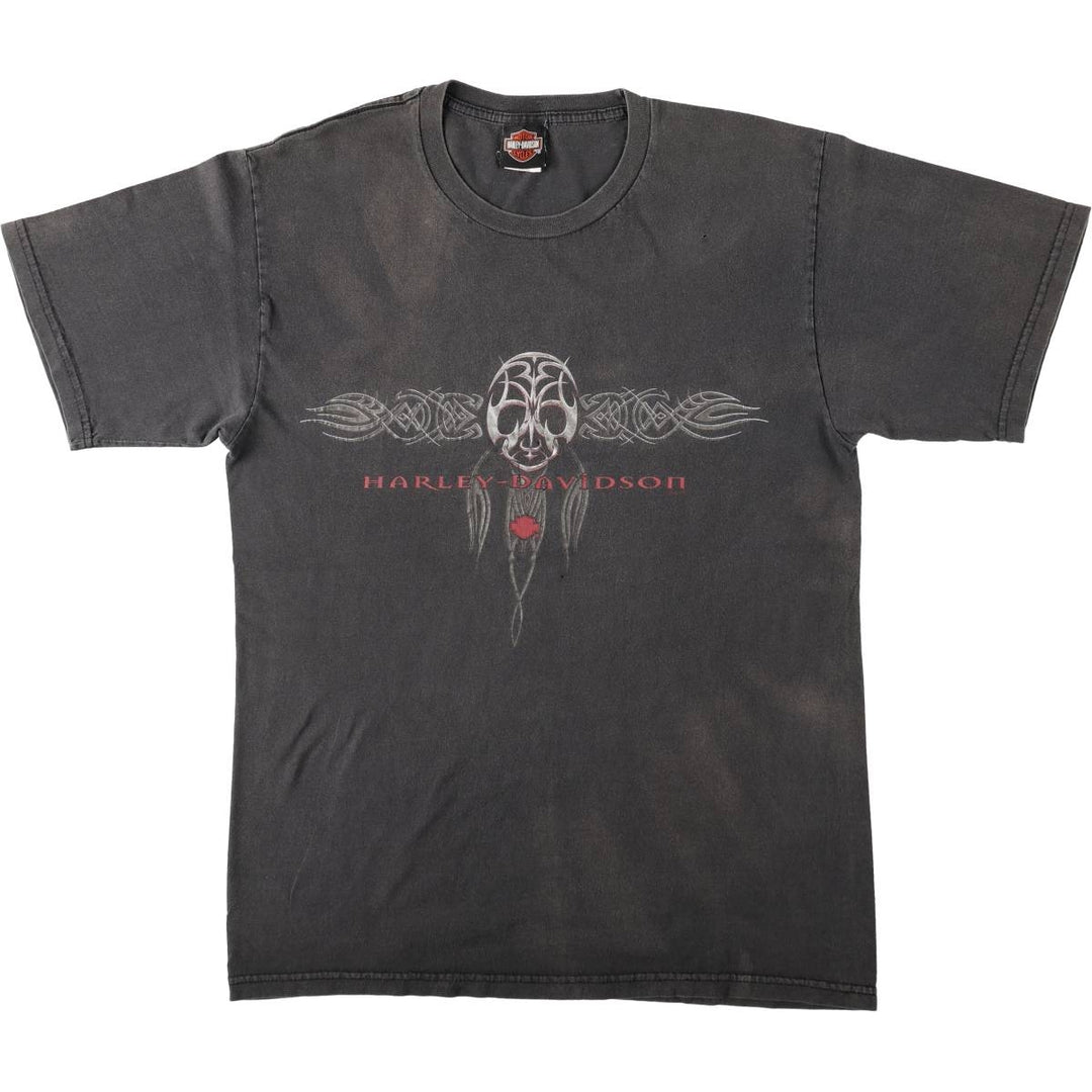 00'S Harley-Davidson Motorcycle Bike T-shirt Men's L size cotton black type Vintage Second Hand