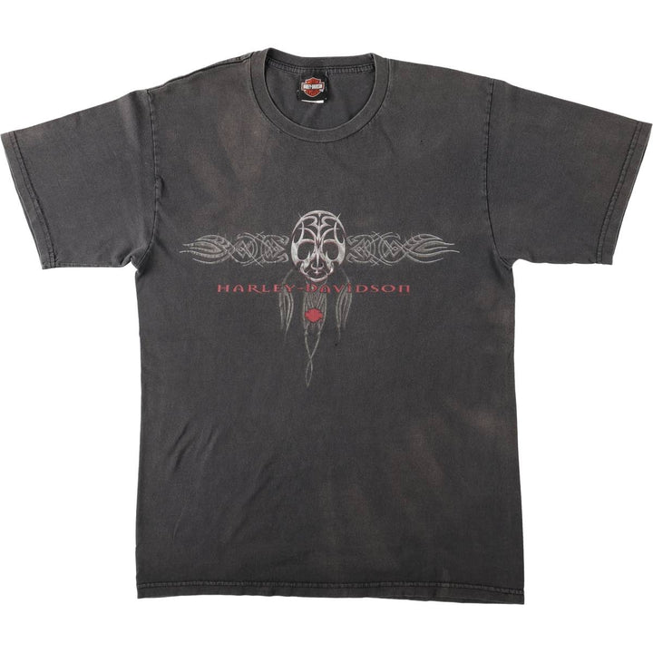 00'S Harley-Davidson Motorcycle Bike T-shirt Men's L size cotton black type Vintage Second Hand