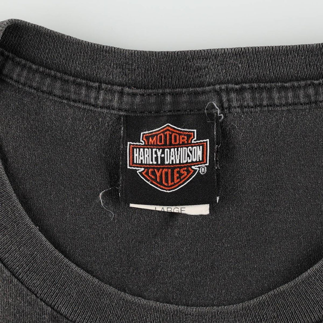 00'S Harley-Davidson Motorcycle Bike T-shirt Men's L size cotton black type Vintage Second Hand