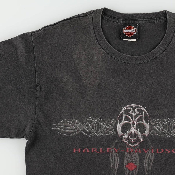 00'S Harley-Davidson Motorcycle Bike T-shirt Men's L size cotton black type Vintage Second Hand