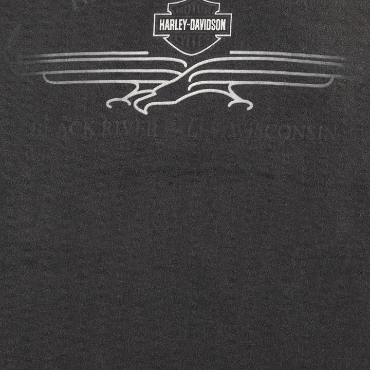 00'S Harley-Davidson Motorcycle Bike T-shirt Men's L size cotton black type Vintage Second Hand