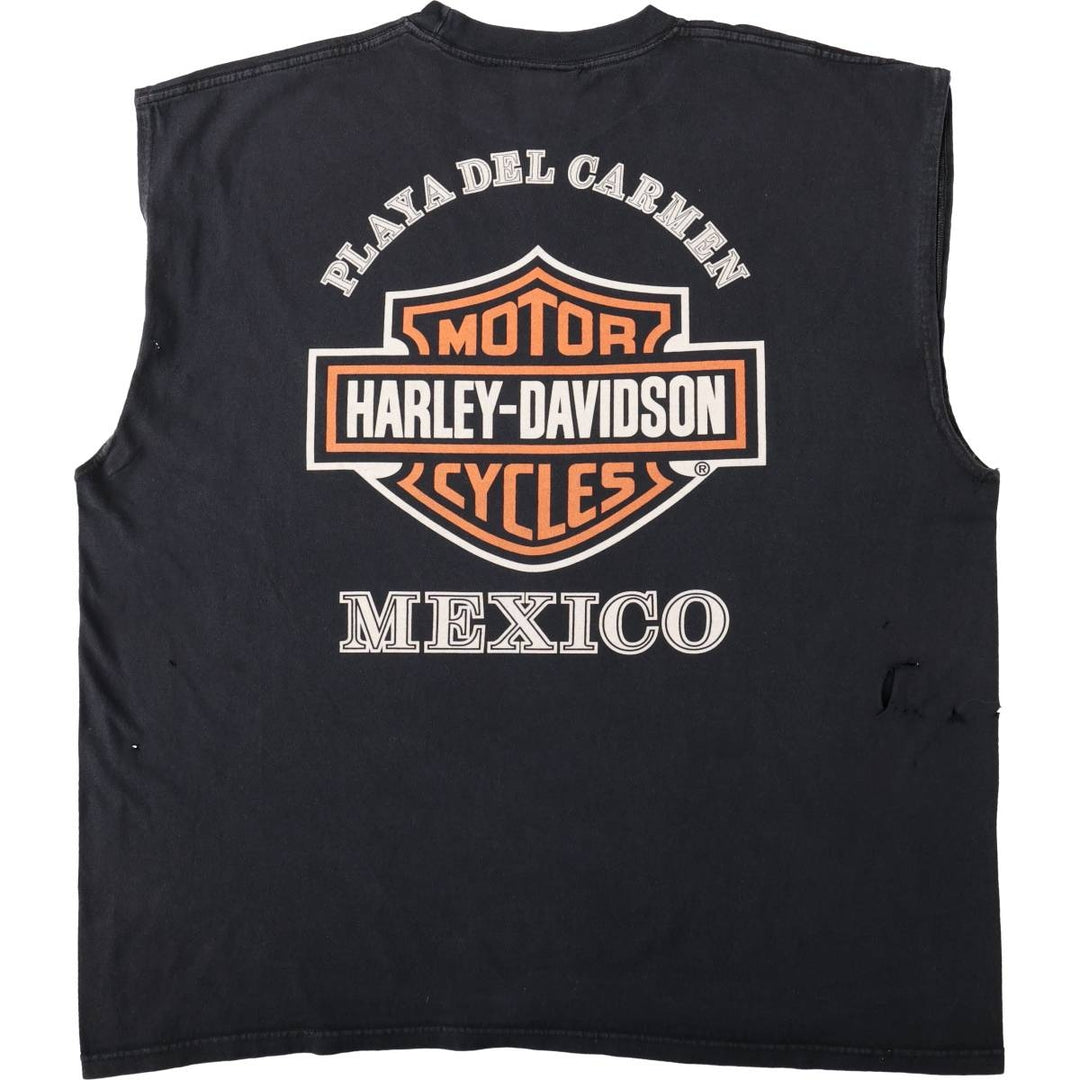 Big Size Harley-Davidson Sleeveless Motorcycle T-Shirt (Men's XXXL equivalent) cotton black type Vintage Second Hand
