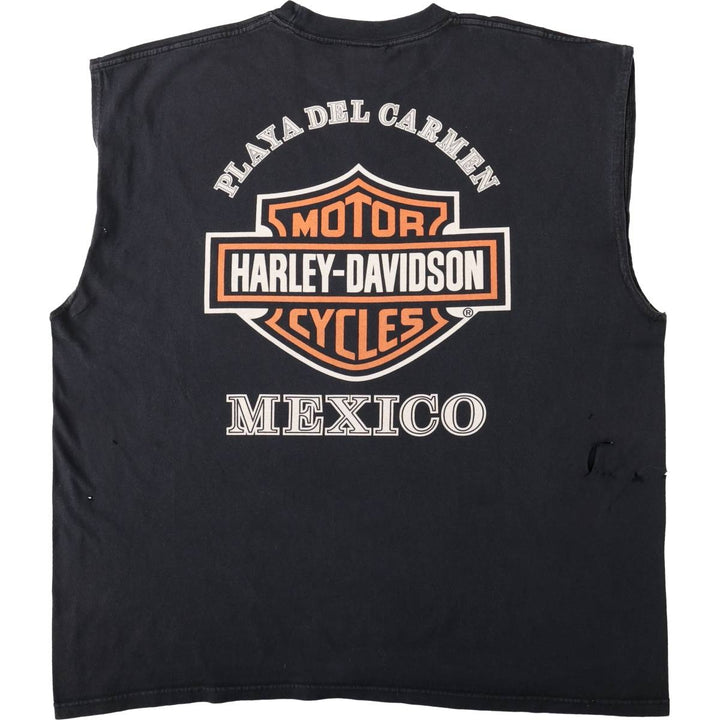 Big Size Harley-Davidson Sleeveless Motorcycle T-Shirt (Men's XXXL equivalent) cotton black type Vintage Second Hand