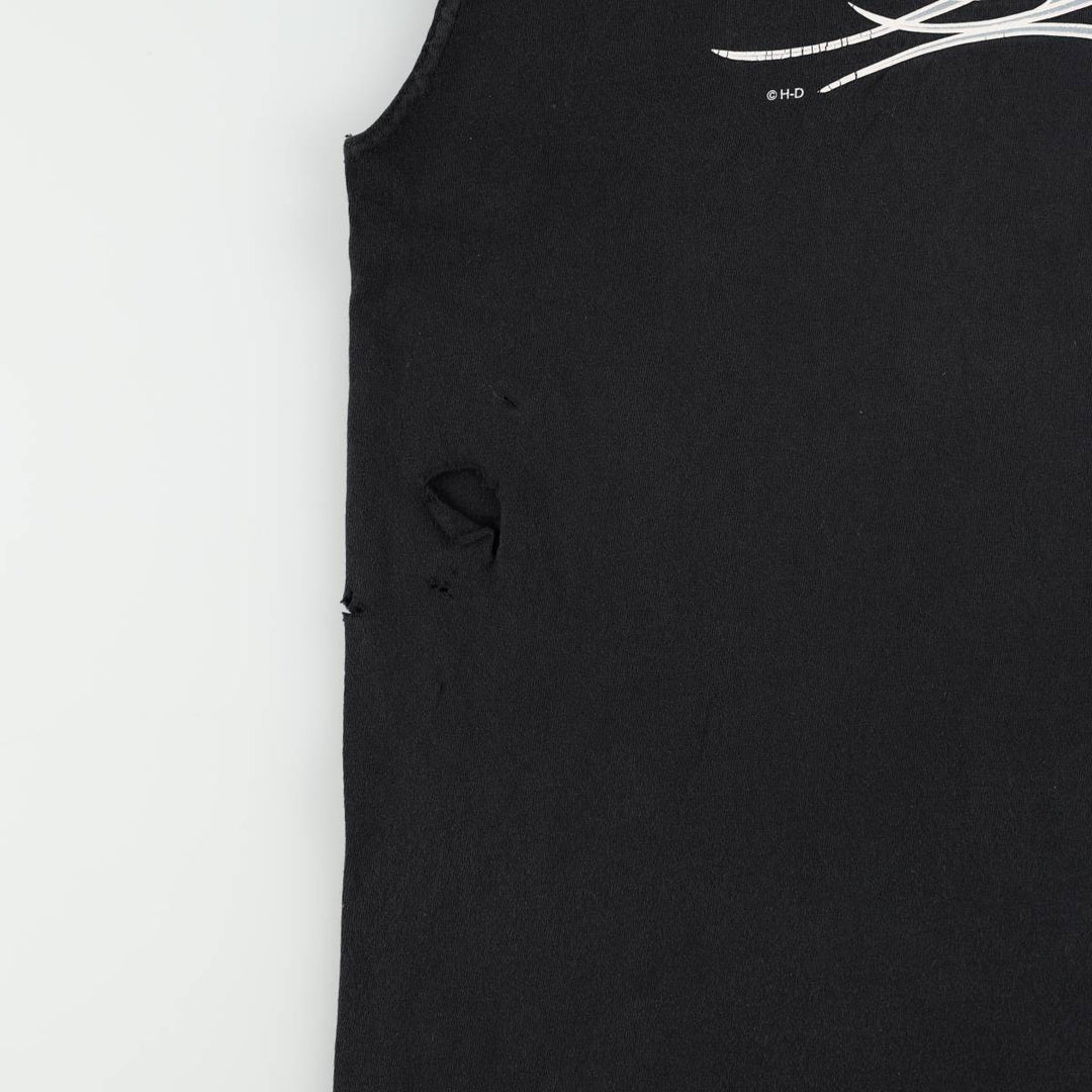 Big Size Harley-Davidson Sleeveless Motorcycle T-Shirt (Men's XXXL equivalent) cotton black type Vintage Second Hand