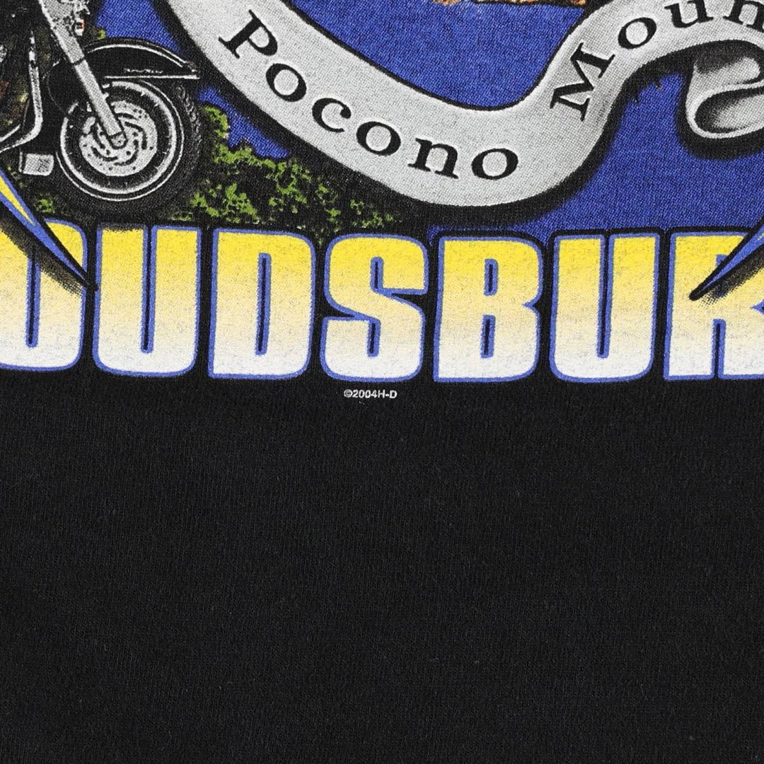 00'S Harley-Davidson Eagle Pattern Motorcycle Bike T-shirt Made in USA Men's L size cotton black type Vintage Second Hand