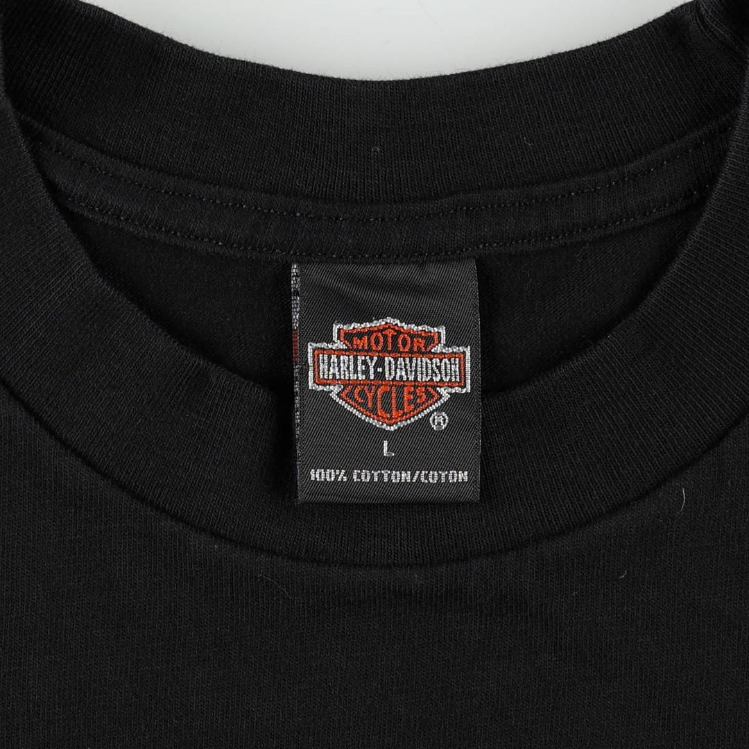 Harley-Davidson Motorcycle Bike T-shirt Made in USA Men's L size cotton black type Vintage Second Hand