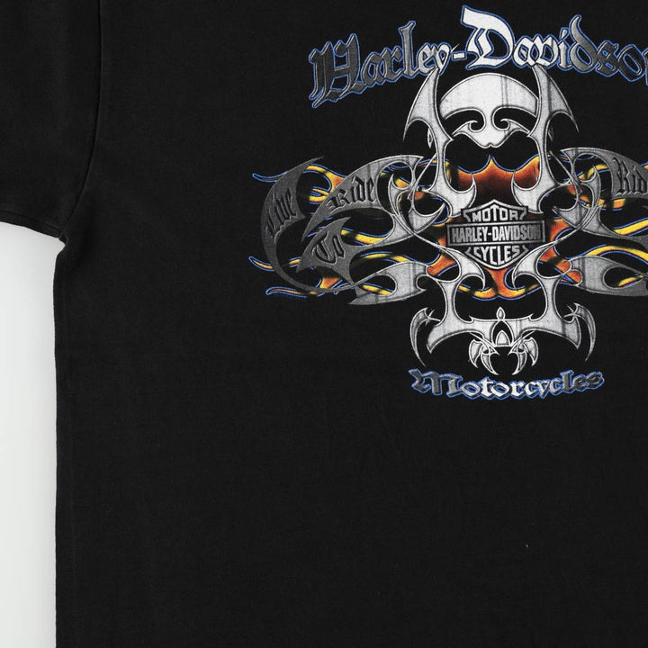 Harley-Davidson Motorcycle Bike T-shirt Made in USA Men's L size cotton black type Vintage Second Hand