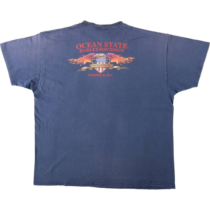 2000'S Harley-Davidson Tribal Motorcycle T-Shirt, Men's XXL (approx.) cotton navy blue type Vintage Second Hand