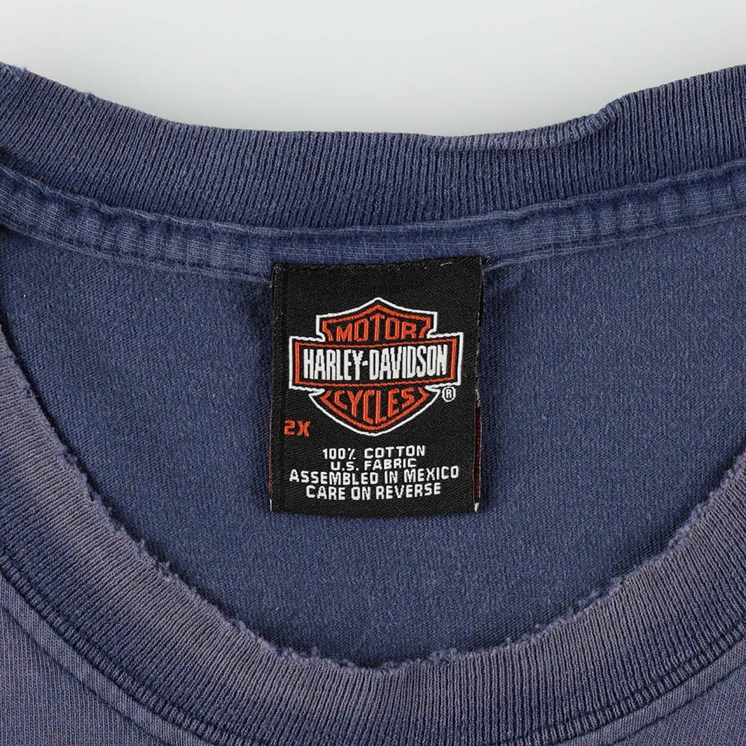 2000'S Harley-Davidson Tribal Motorcycle T-Shirt, Men's XXL (approx.) cotton navy blue type Vintage Second Hand