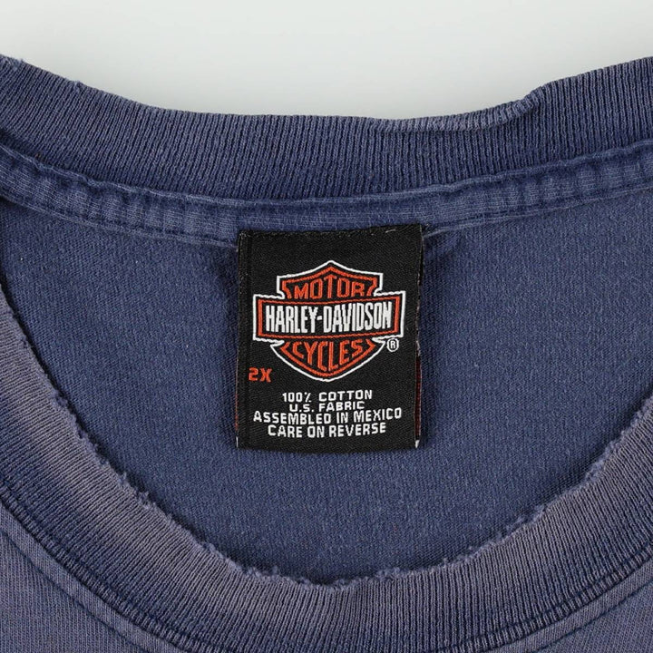 2000'S Harley-Davidson Tribal Motorcycle T-Shirt, Men's XXL (approx.) cotton navy blue type Vintage Second Hand