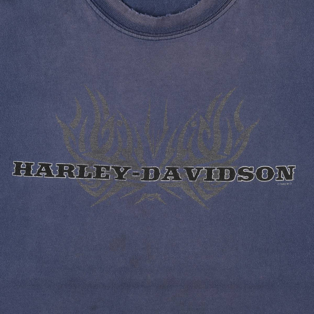 2000'S Harley-Davidson Tribal Motorcycle T-Shirt, Men's XXL (approx.) cotton navy blue type Vintage Second Hand