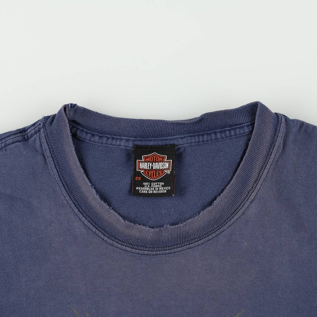 2000'S Harley-Davidson Tribal Motorcycle T-Shirt, Men's XXL (approx.) cotton navy blue type Vintage Second Hand