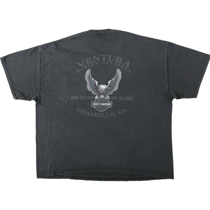 Harley-Davidson Eagle Pattern Motorcycle Bike T-shirt Men's XL unclear black type Vintage Second Hand